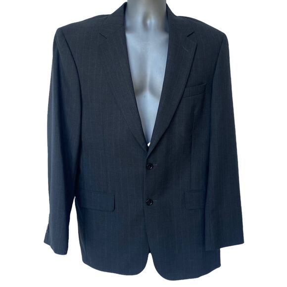 JoS. A. Bank Pinstriped Blazer Gray Jacket Sport Coat 100% Wool Men's Size 40 LG - Picture 9 of 9